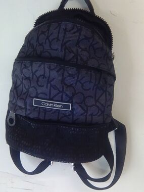 Calvin Klein Black and Navy Monogram Backpack